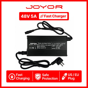 Cargador rápido JOYOR S8E 48V 5A, opciones de enchufe para EE.UU./UE