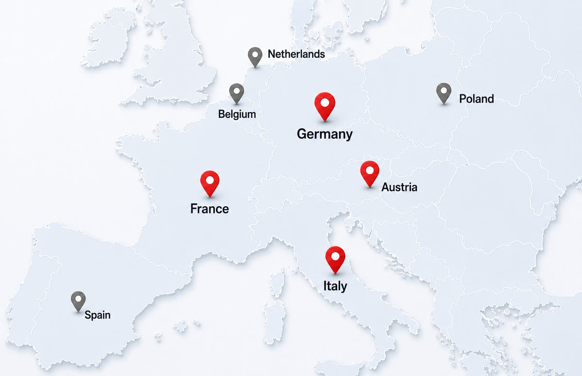 Europe service coverage map
