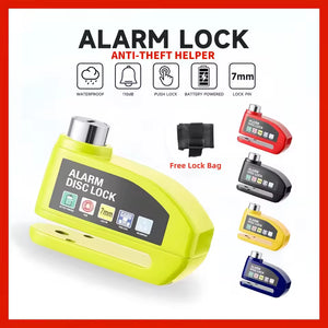 E-scooter & E-bike  Disc Lock Safety Protection Padlock Aluminum Alloy AntiTheft Alarm+Reminder Rope+Lock Bag MotorcycleAccessory