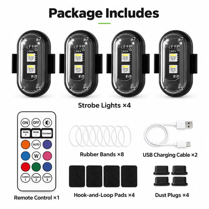 Luce stroboscopica a LED ricaricabile senza fili con telecomando per e-scooter/biciclette